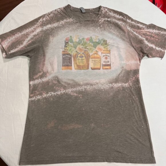 Next Level Bleached Bourbon Graphic Tee Floral Bottles Brown T-Shirt XL - Picture 3 of 10
